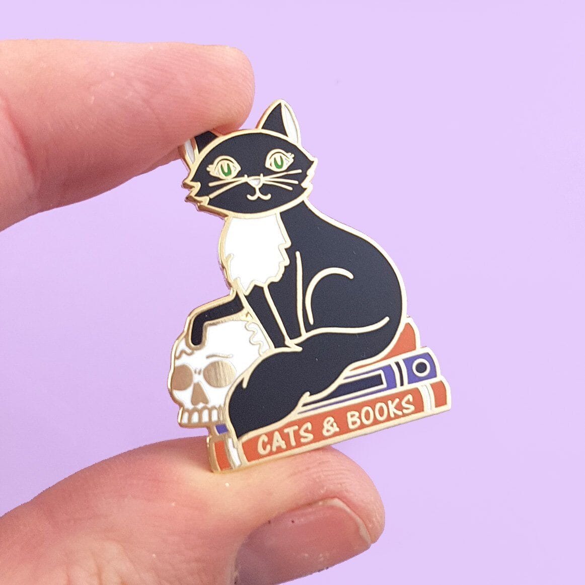 Cats & books enamel pin is the perfect gift for bookish people