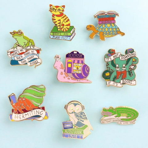 There's No Such Thing As Too Many Books Frog Lapel Pin