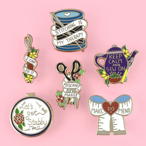 Keep Calm And Sew On Lapel Pin Set