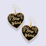 Stay Weird Black Heart Earrings