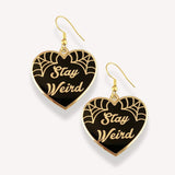 Stay Weird Black Heart Earrings