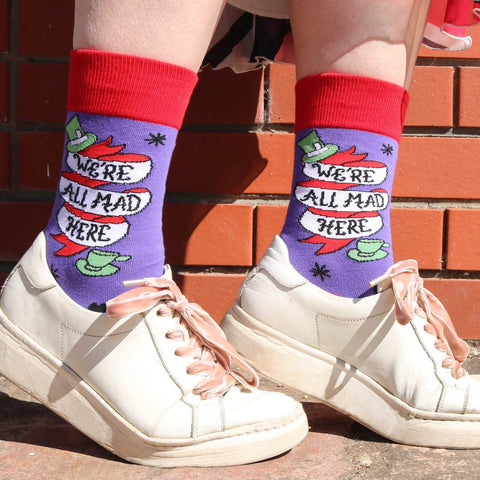 We're All Mad Here Socks - Unisex Large