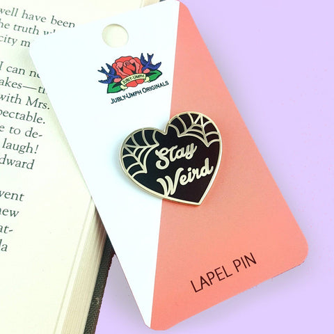 Stay Weird Black Heart Lapel Pin