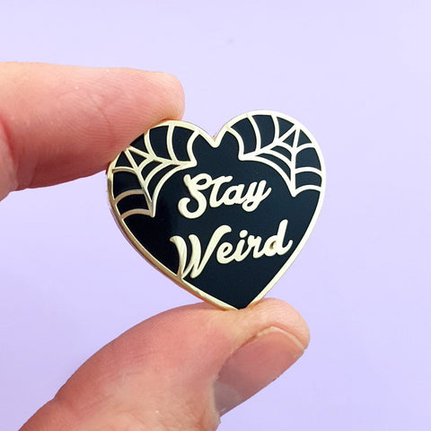 Stay Weird Black Heart Lapel Pin