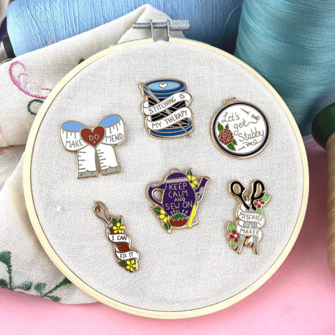 Stitching Is My Therapy Lapel Pin