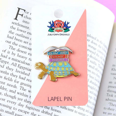 Slow And Steady Reader Tortoise Lapel Pin