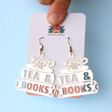 Tea And Books Brass Dangle Earrings
