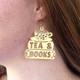 Tea And Books Brass Dangle Earrings