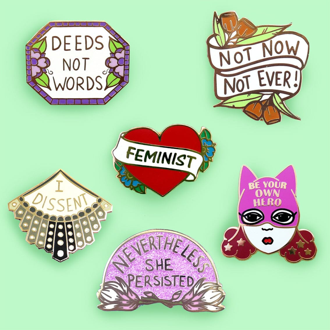 Feminist Enamel Pin Set Feminist Gift Cute Enamel Pins Garden