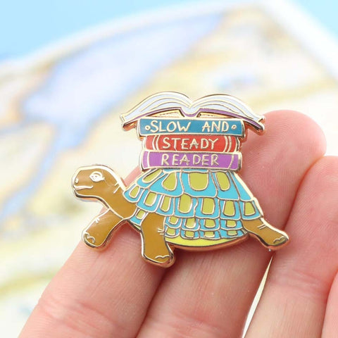 Slow And Steady Reader Tortoise Lapel Pin