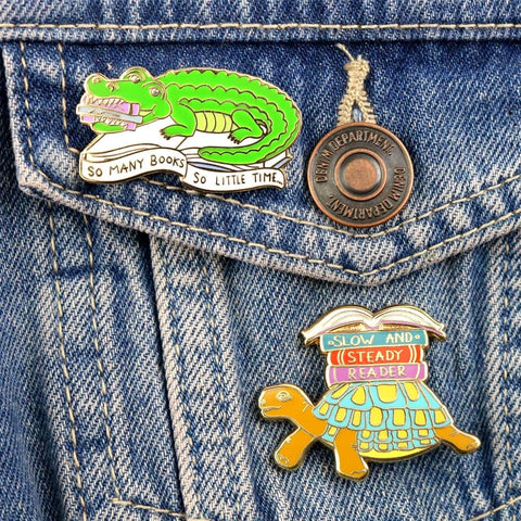 So Many Books - So Little Time Crocodile Lapel Pin