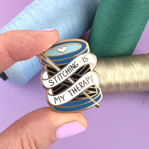 Stitching Is My Therapy Lapel Pin